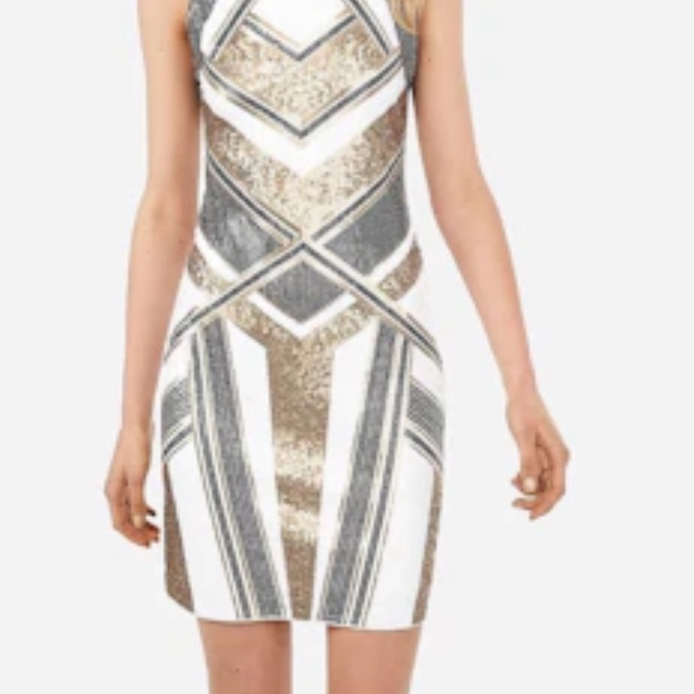 Art deco sequin statement dress sz L nwt express
